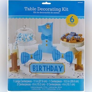 Blue & Gold 1st Birthday Boy Table Centerpiece Decorating Kit (Pack of 6)